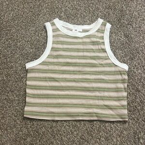 green pink and white striped tank